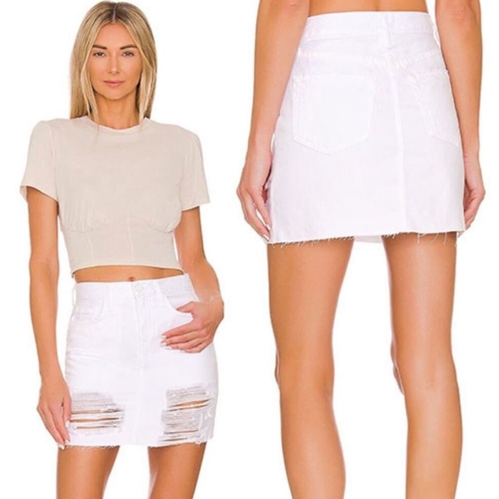 L'AGENCE White Cut Out Mini Skirt - Jolene
